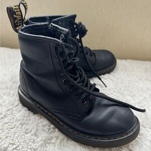 Dr. Martens Doc 1460 J Combat Boots Kids Youth Size 1 Black Leather Side Zip
